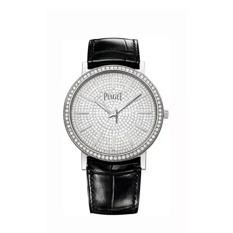 Piaget Altiplano 34mm G0A36128 White Gold with Black Crocodile Leather Watch Pave Diamond Dial 2018