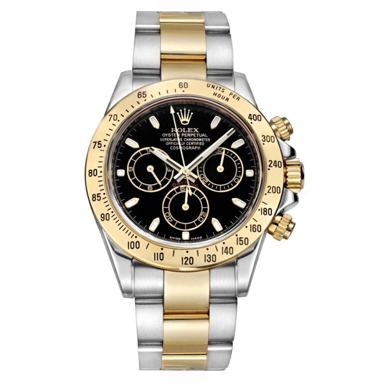 Rolex Daytona 40mm 116523 Oyster Stainless Steel & Yellow Gold Watch Black Index Dial