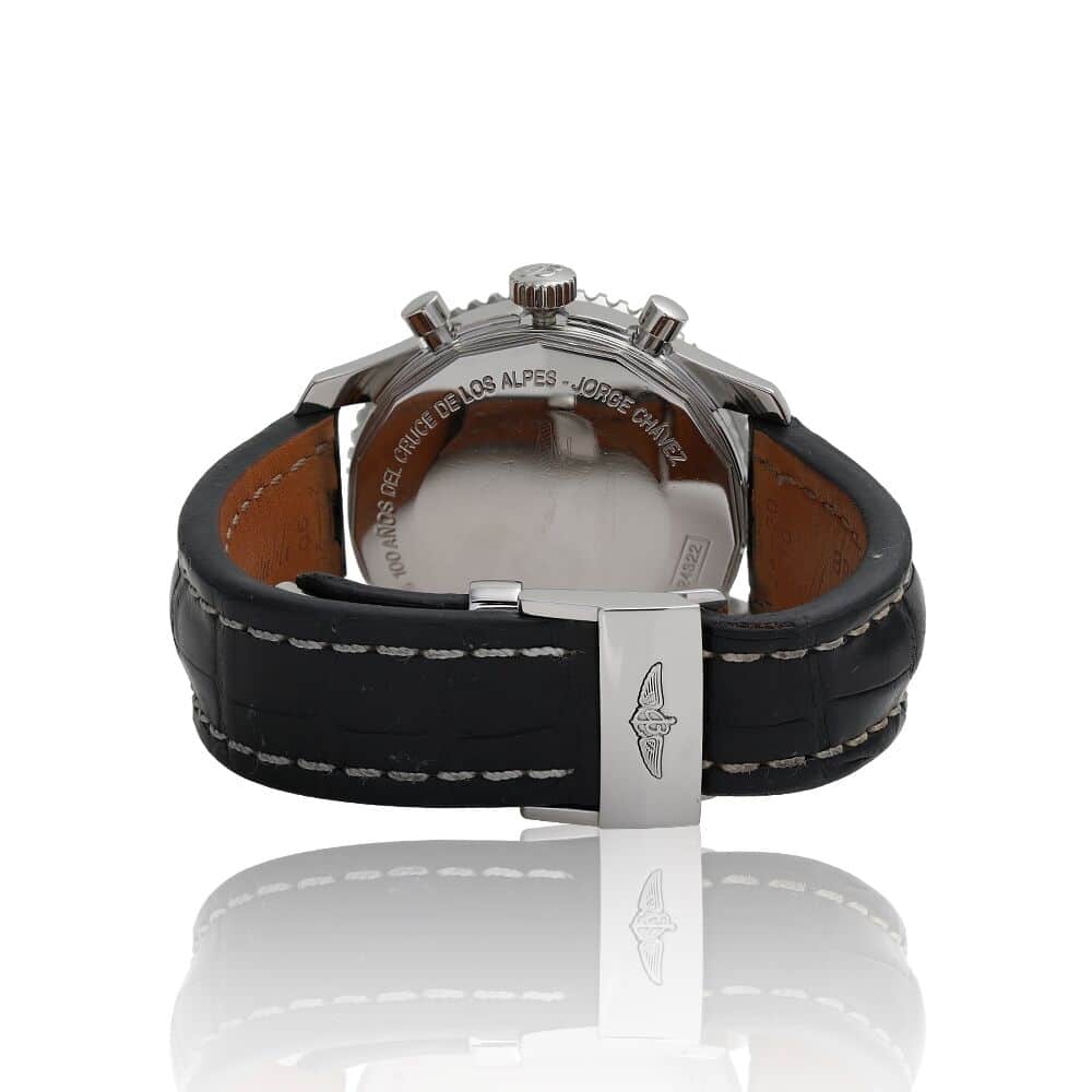 Breitling Navitimer Chronograph Ivory Dial A24322 Stainless Steel Watch Black Leather Strap