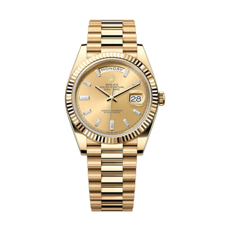Rolex Day-Date President 40mm 228238-0005 YG Fluted Bezel Champagne Diamond Dial President Bracelet 2015