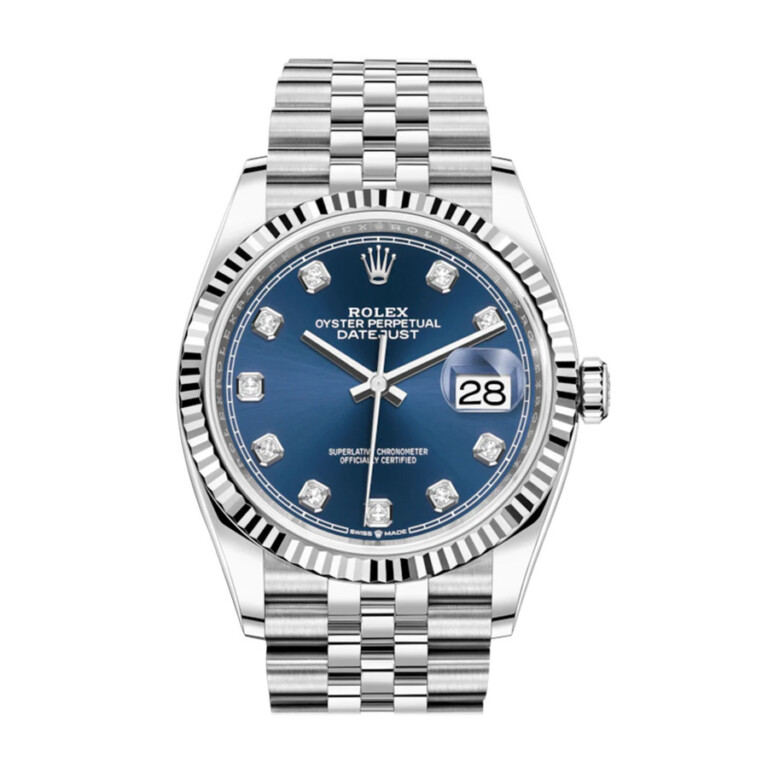 Rolex Datejust 41mm Jubilee 126334 Stainless Steel Watch Blue Diamond Dial