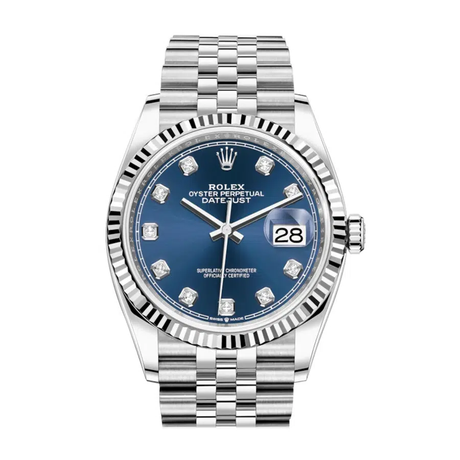 Rolex Datejust 41mm Jubilee 126334 Stainless Steel Watch Blue Diamond Dial