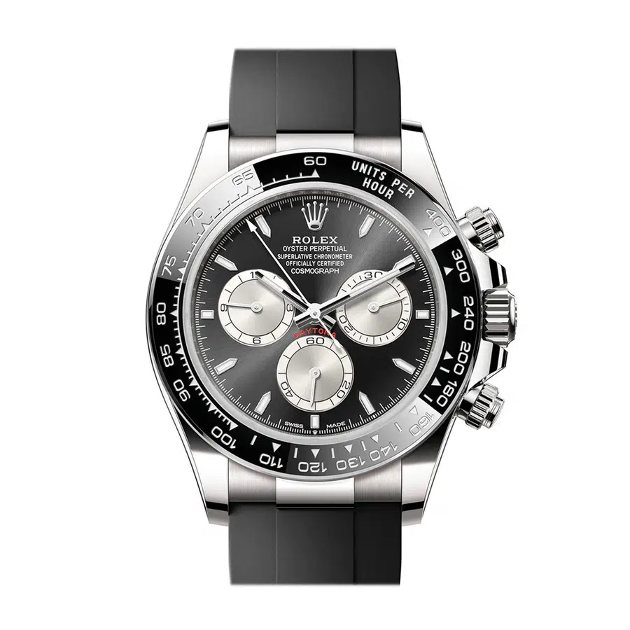 Rolex Daytona 40mm 126519LN-0002 White Gold with Black Rubber Watch Black Index Dial 2024