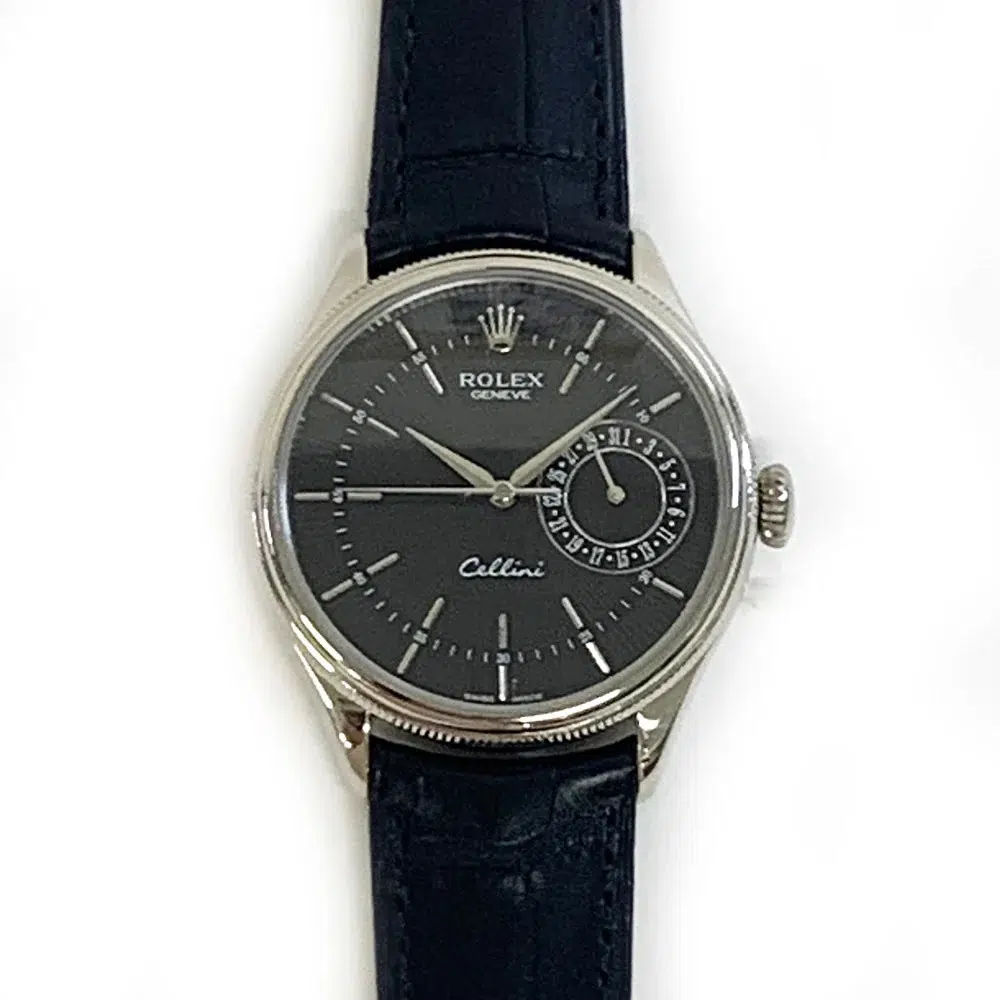 Rolex Cellini Date 50519 39mm White Gold with Black Dial Watch 2016