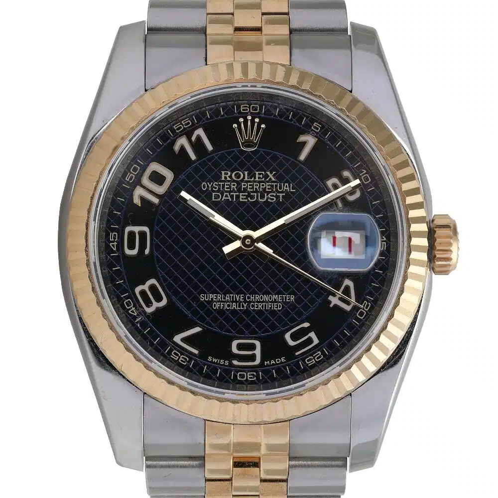 Rolex Datejust 36mm Black Pattern Arabic Dial 116233 Stainless Steel Two Tone Watch