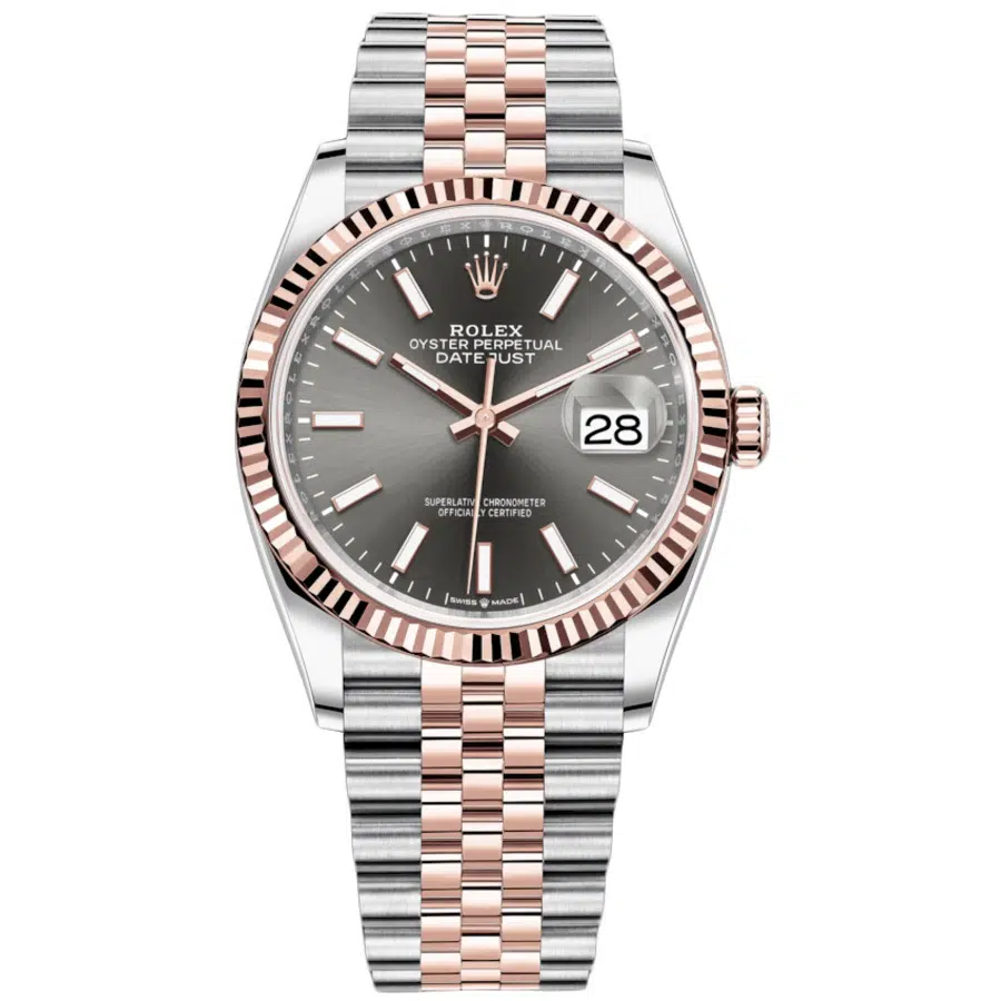 Rolex Datejust 126231-0013 Stainless Steel Rose Gold with Slate Dial Watch
