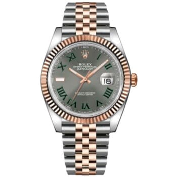 Rolex Datejust 41mm 126331 Stainless Steel & Rose Gold Watch Grey Green Roman Dial