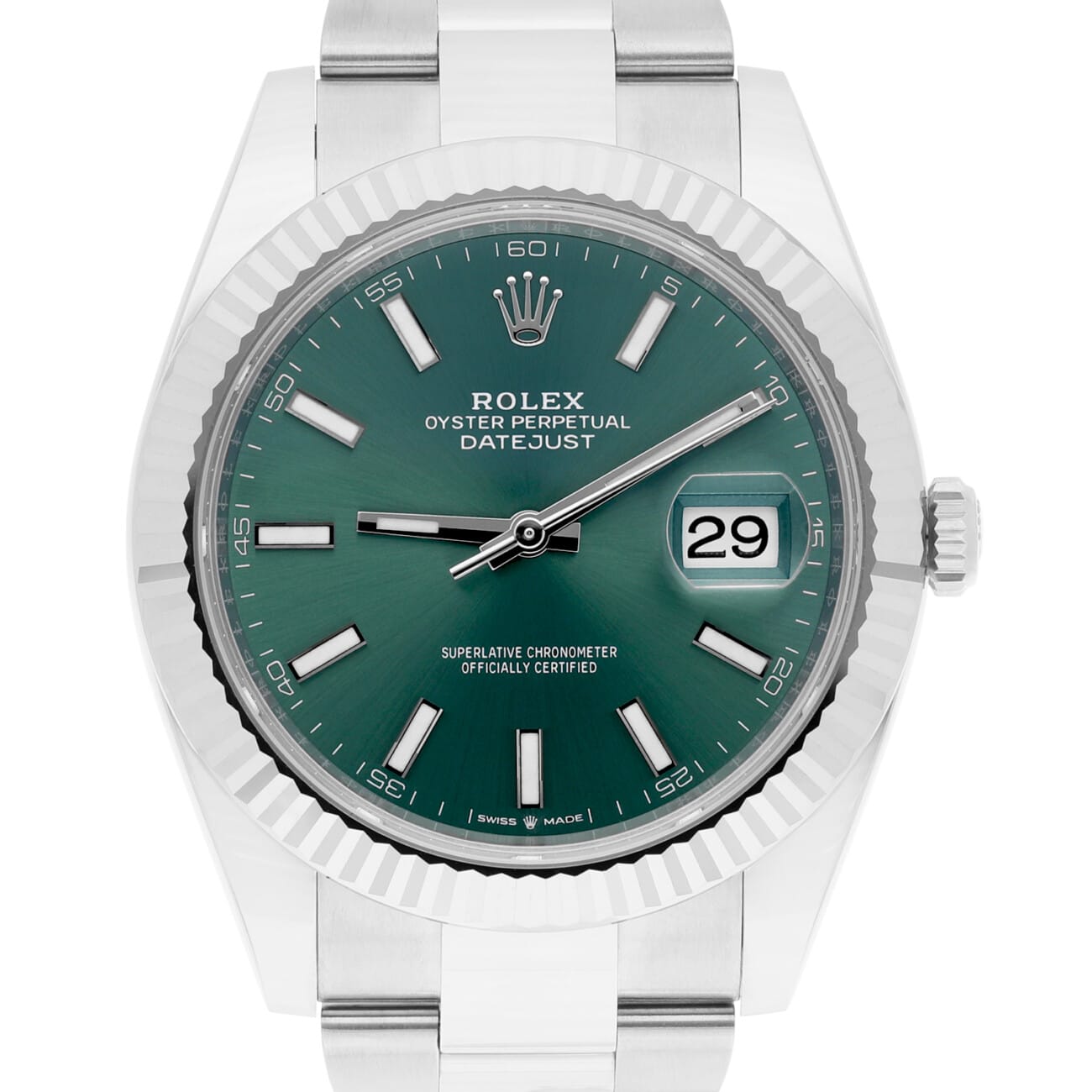 Rolex Datejust 126334 41mm Mint Green Dial Jubilee Stainless Steel Watch