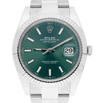 Rolex Datejust 41mm Jubilee 126334 Stainless Steel Watch Mint Green Dial 2023