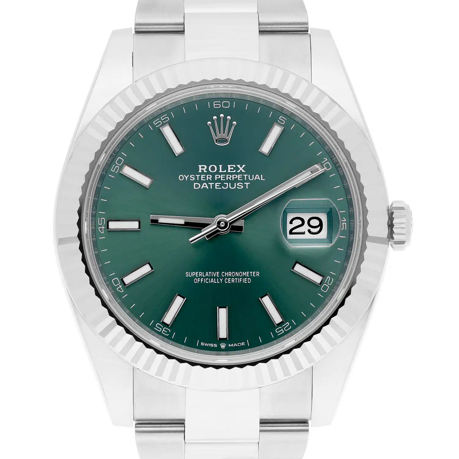 Rolex Datejust 126334 41mm Mint Green Dial Jubilee Stainless Steel Watch