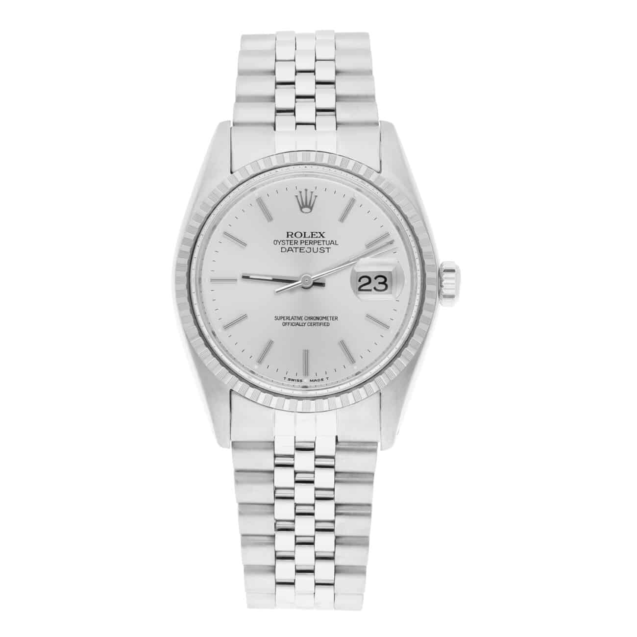 Rolex Datejust 36mm Stainless Steel 16030 Silver RT Index Dial, Circa 1979