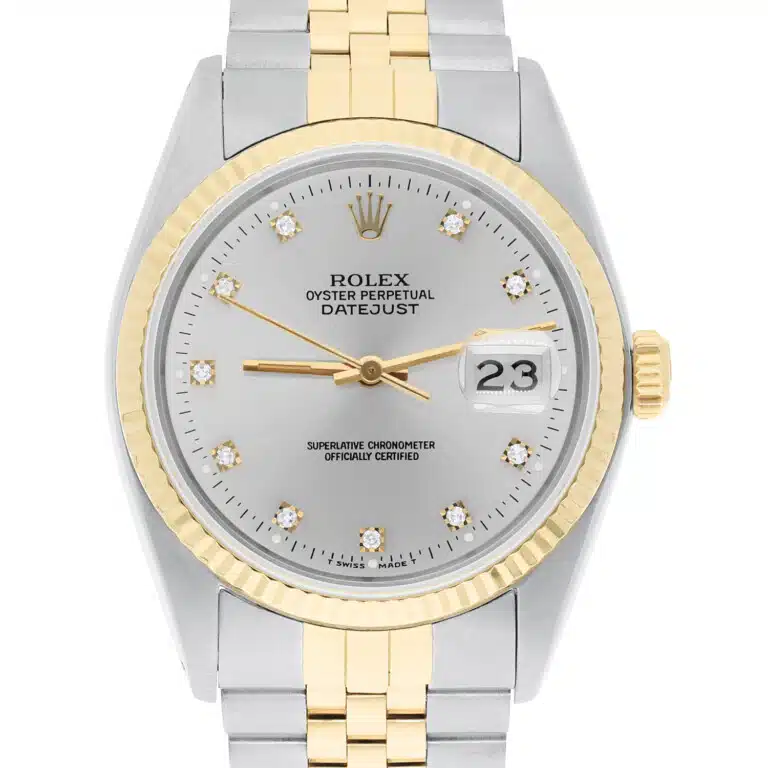 Rolex Datejust 36mm Two Tone 16233 Circa Silver Diamond Dial Jubilee 1990