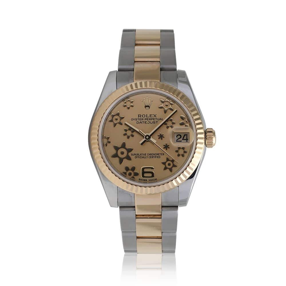 Rolex Datejust 31mm 178273-0093 Champagne Flower Dial Oyster Bracelet Two Tone Watch