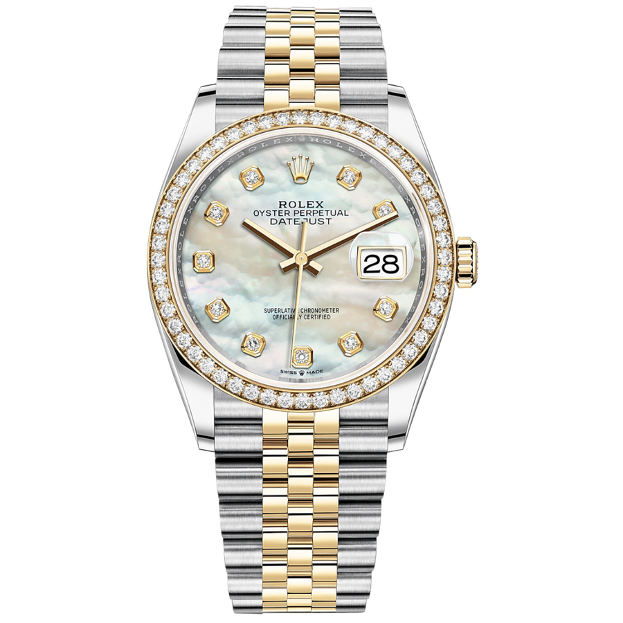 Rolex Datejust 36mm Jubilee 126283rbr-0009 Steel & Yellow Gold Watch Mother-of-Pearl Diamond Dial