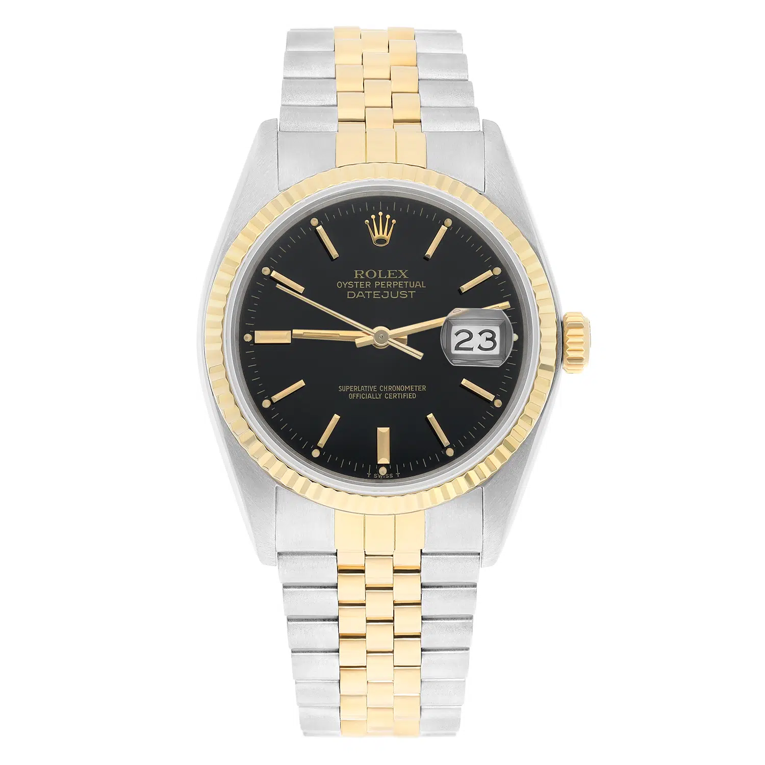 Rolex Datejust 36mm Two Tone Black Index Dial Jubilee 16013 Circa 1987 Complete
