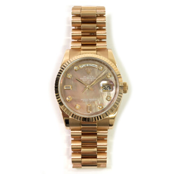 Rolex Day Date 36mm 118235F President Rose Gold Watch Black MOP Diamond Dial MINT 2010
