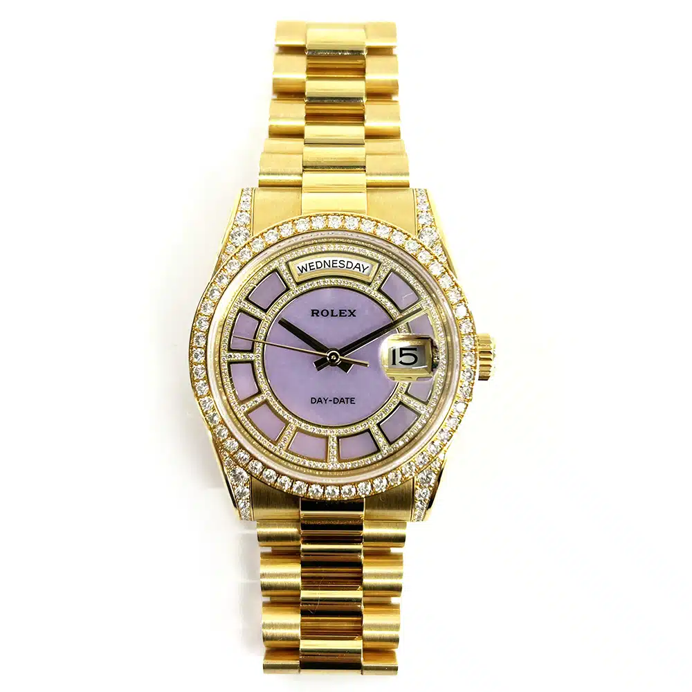 Rolex Day-Date 36 118388 Yellow Gold with Purple Dial Watch