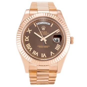 Rolex Day-Date II Chocolate Roman 218235 Complete Rose Gold Watch