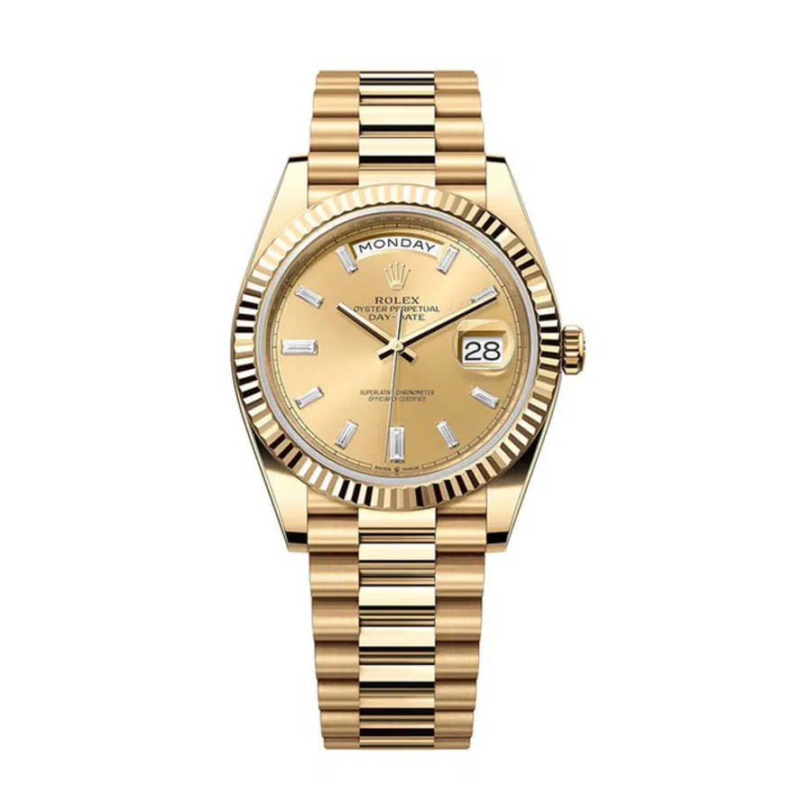 Rolex Day-Date 228238-0005 40mm Champagne Diamond Dial Yellow Gold President Watch