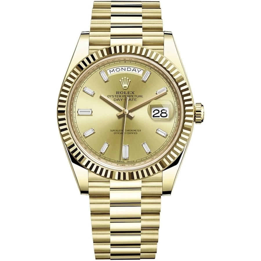 Rolex Day-Date 228238-0005 40mm Yellow Gold Watch Champagne Diamond Dial
