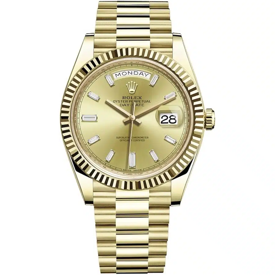 Rolex Day-Date 228238-0005 40mm Yellow Gold Watch Champagne Diamond Dial