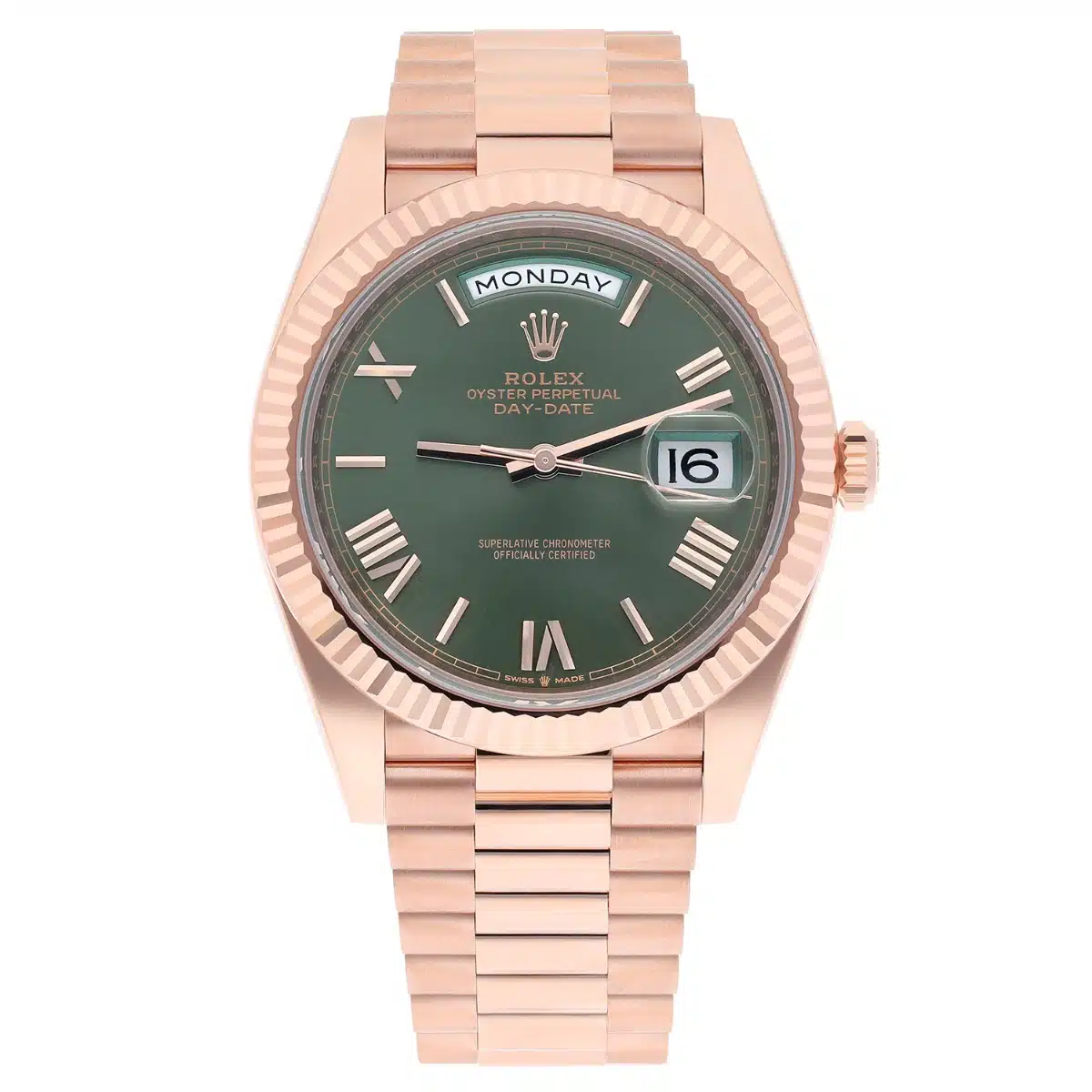 Rolex Day-Date 40 228235 Olive Green Dial Rose Gold Watch 2024 Box/Papers