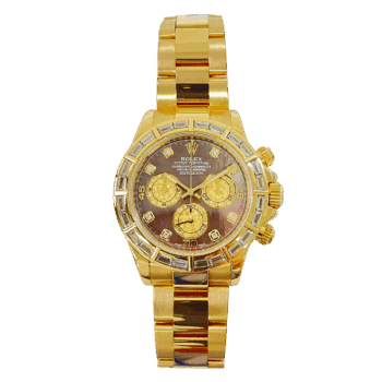 Rolex Cosmograph Daytona 40mm Oyster 116568BR Yellow Gold Watch Black MOP Diamond Dial 2012