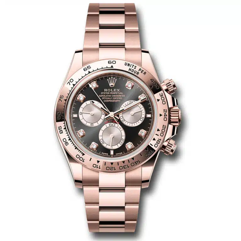 Rolex Rose Gold Cosmograph Daytona 126505-0002 Oyster Bracelet Watch Black And Sundust Diamond Dial