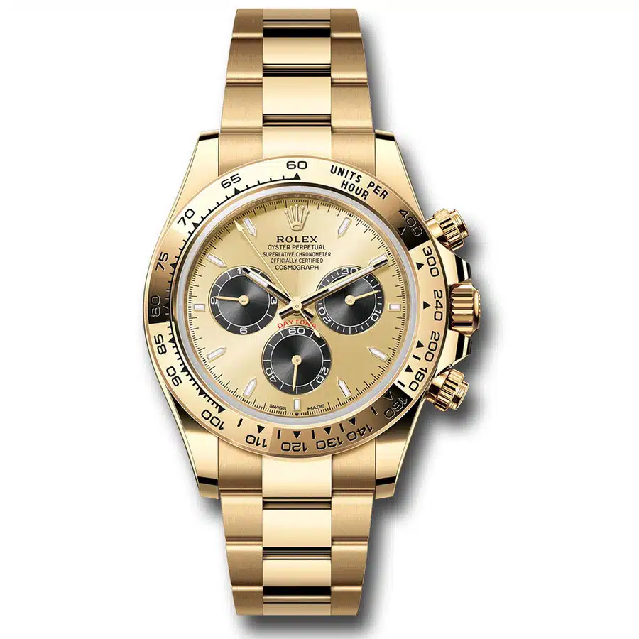 Rolex Cosmograph Daytona 126508-0006 40mm “Pikachu” Champagne Dial Black Sub Dial Yellow Gold Watch