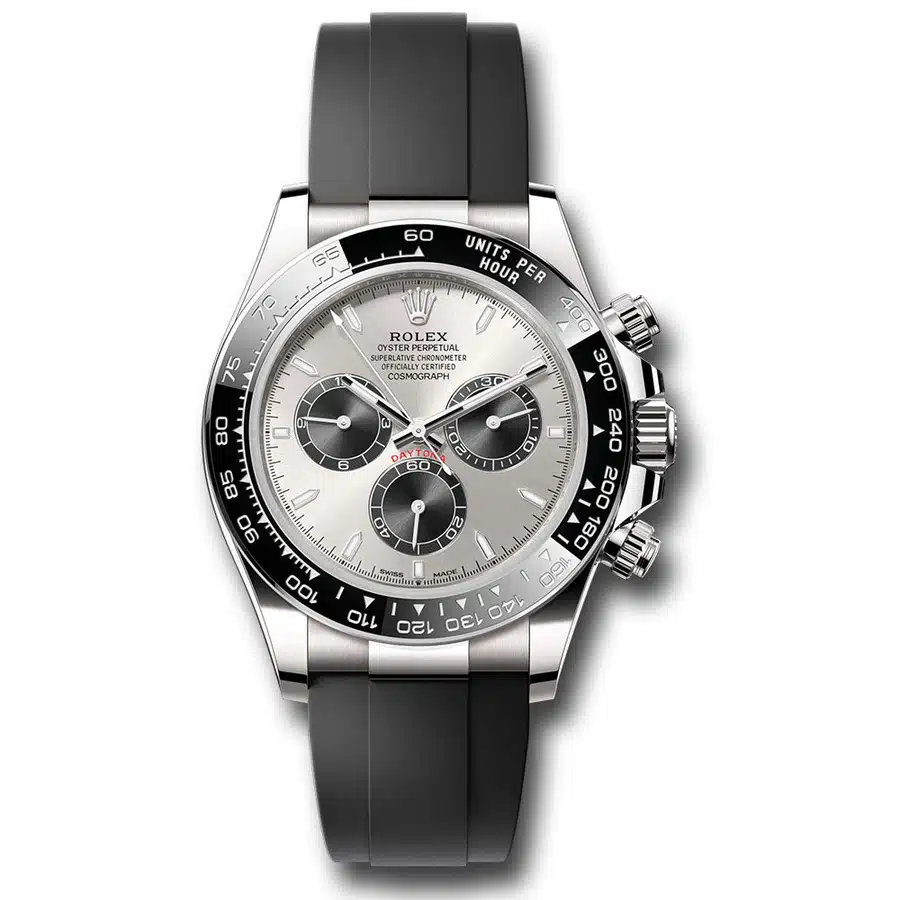 Rolex Daytona 40mm 126519LN-0006 White Gold with Black Rubber Watch Grey Index Dial