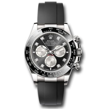 Rolex White Gold Cosmograph Daytona 126519LN Black Cerachrom Bezel Black Diamond Dial – Oysterflex Strap Watch 2024