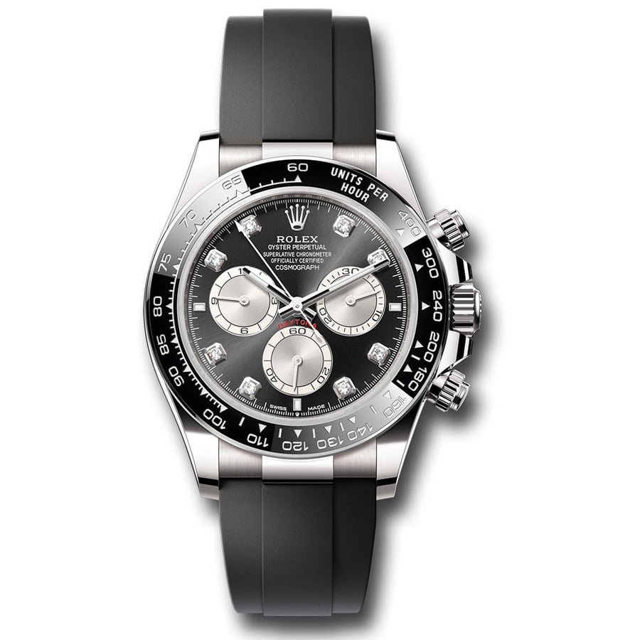 Rolex White Gold Cosmograph Daytona 126519LN Black Cerachrom Bezel Black Diamond Dial - Oysterflex Strap Watch 2024
