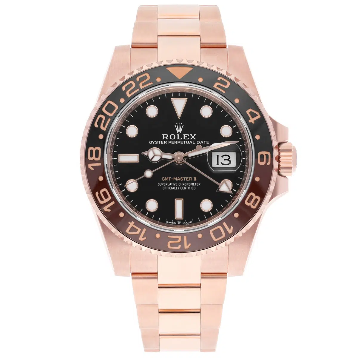 Rolex GMT-Master II Rootbeer 40mm Oyster 126715CHNR Rose Gold Watch Black Dial 2024