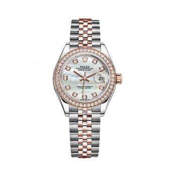Rolex Lady-Datejust 28mm Jubilee Stainless Steel Watch Mother of Pearl Diamond Dial 279381