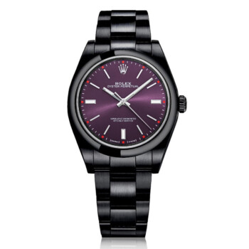 Rolex Oyster Perpetual Grape Dial Black PVD/DLC Coated Stainless Steel Watch 114300