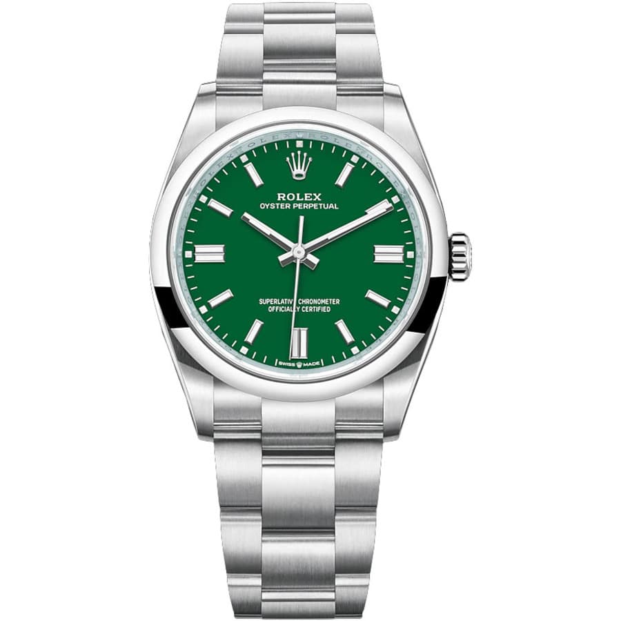 Rolex Oyster Perpetual Green Dial 126000-0005 36mm Stainless Steel Watch 2024
