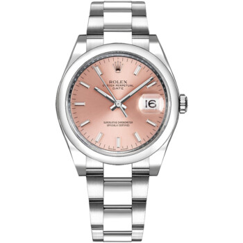 Rolex Oyster Perpetual Date Stainless Steel Watch Pink Index Dial 115200-0005