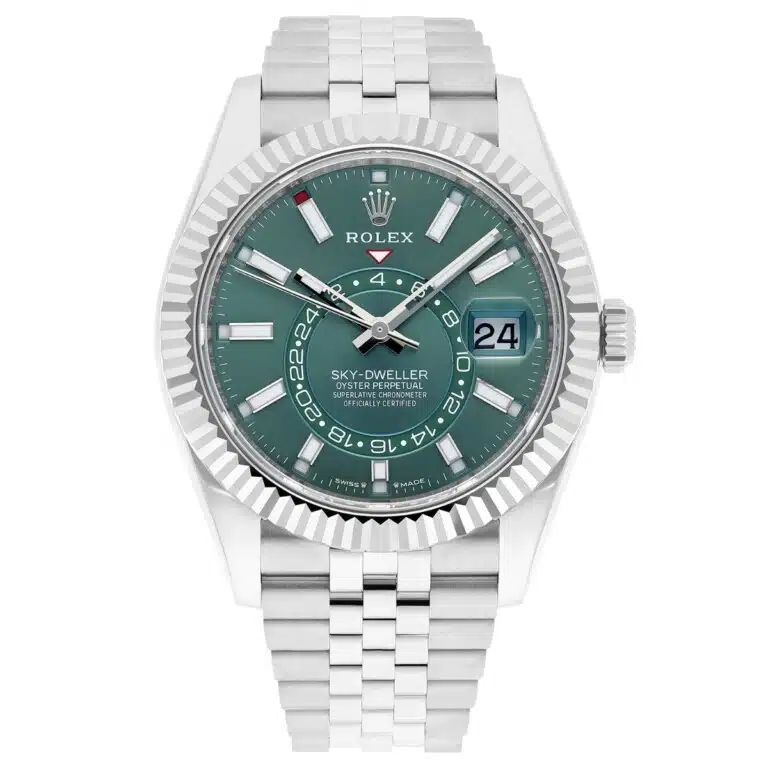 Rolex Sky-Dweller 336934 Jubilee 42mm Green Dial Fluted Bezel Stainless Steel Watch