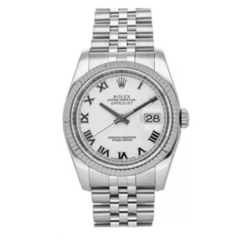 Rolex Datejust 36 Jubilee 16234 Stainless Steel with White Roman Dial Watch 1993