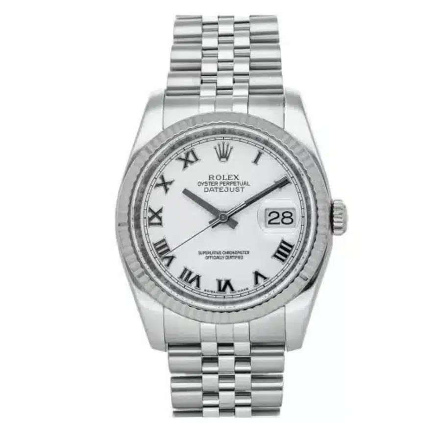 Rolex Datejust 36 16234 Jubilee Stainless Steel with White Roman Dial Watch 2000