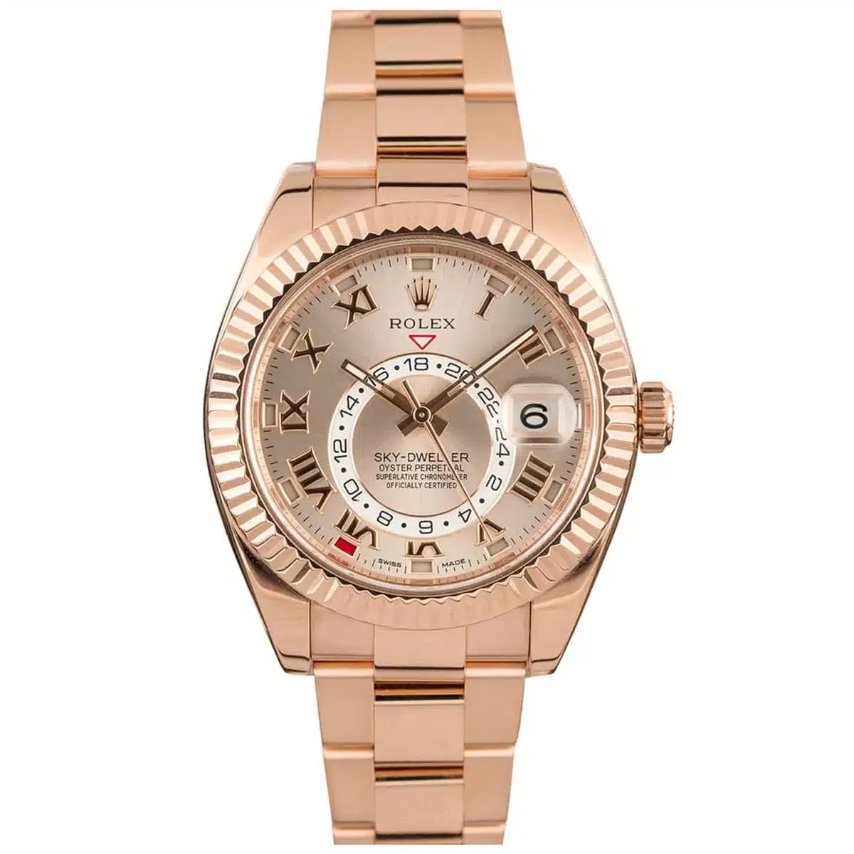 Rolex Sky-Dweller 326935-0004 42mm Oyster Rose Gold Watch Sundust Roman Dial 2019