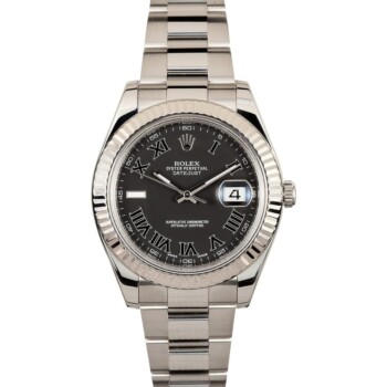 Rolex Datejust II 116334-0002 Black Roman Dial Stainless Steel Watch