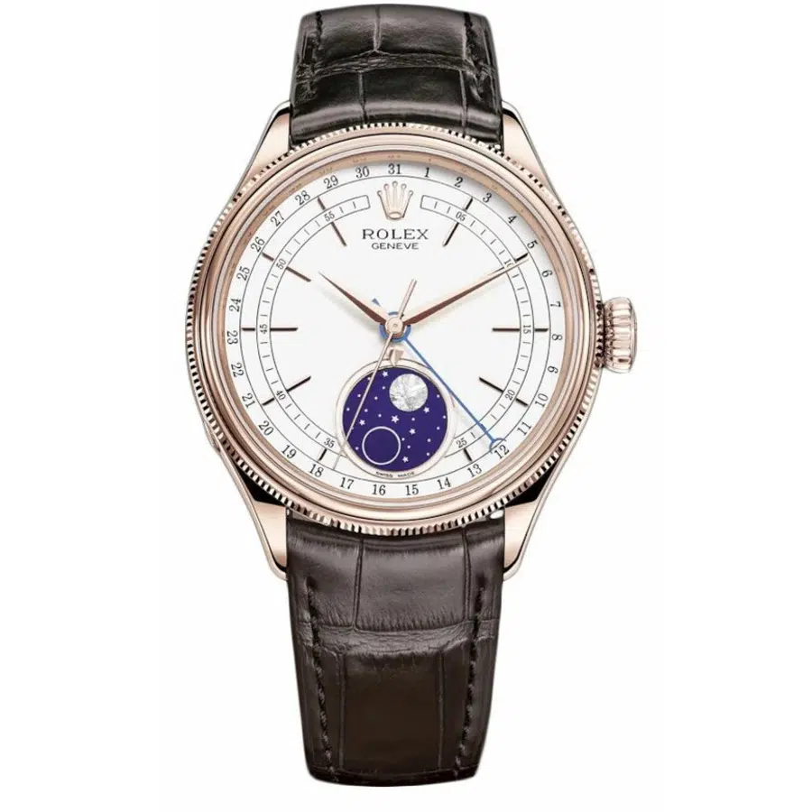 Rolex Cellini 50535-0002 39mm Moonphase White Dial 18K Rose Gold Watch 2019