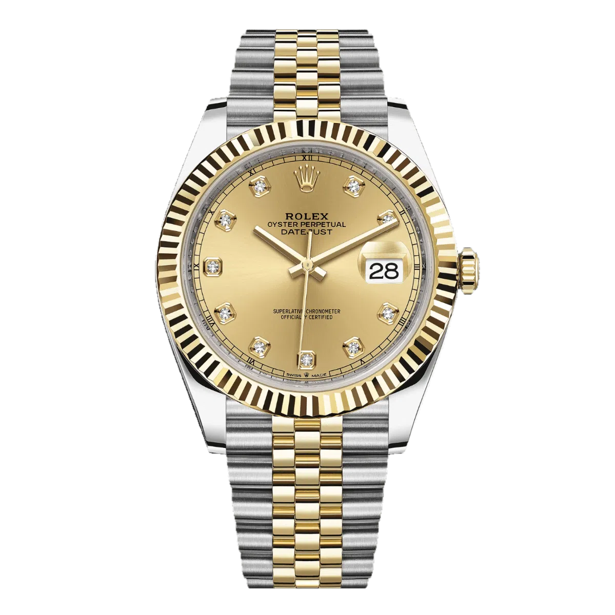 Rolex Datejust 41 Steel & Gold 126333 Champagne Diamond Dial Jubilee Watch 2022