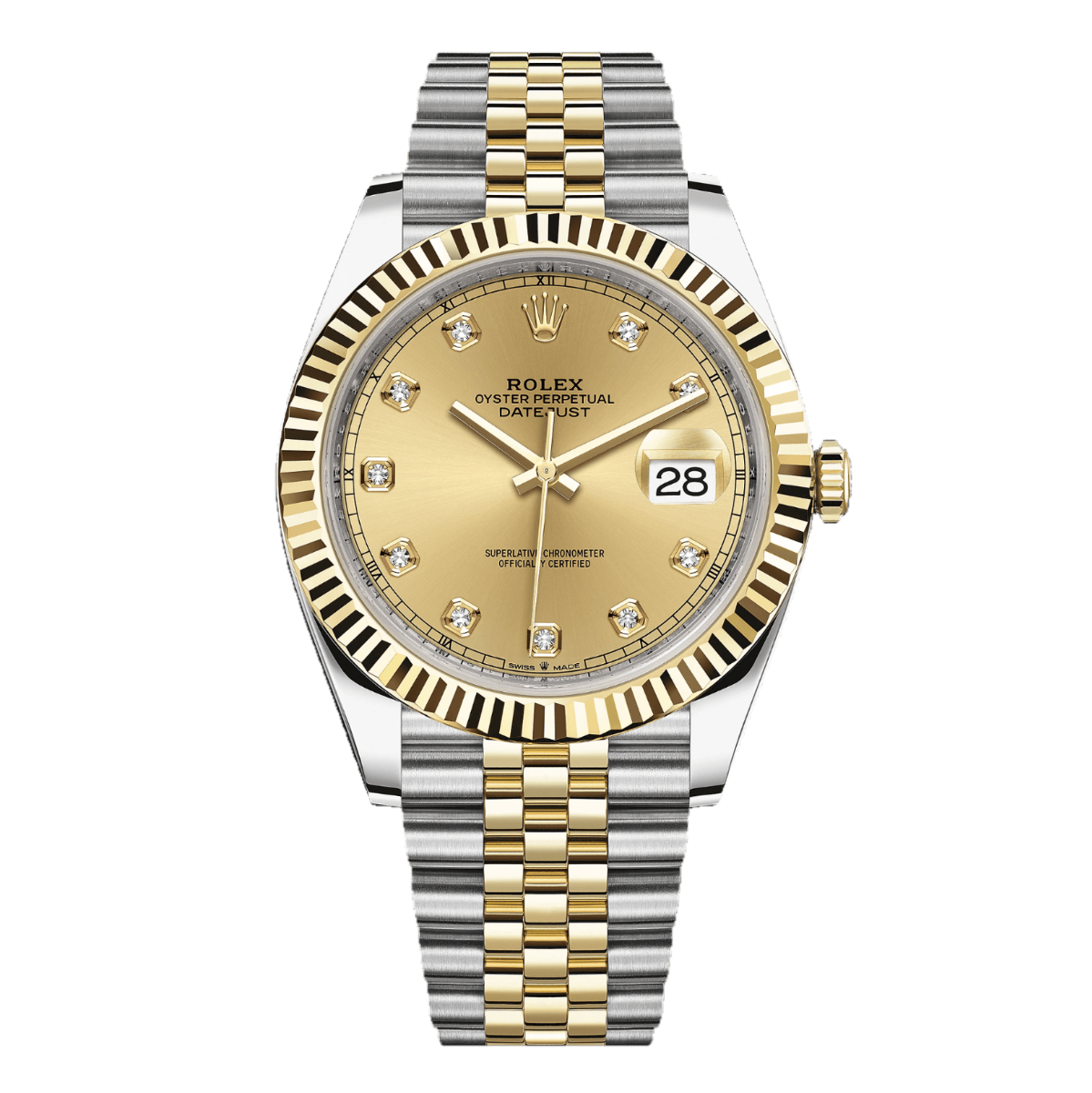Rolex Datejust 126333-0012 Rolex Datejust 126333-0012 YG/SS Fluted Bezel Champagne Diamond Dial Jubilee Men's Watch 2022