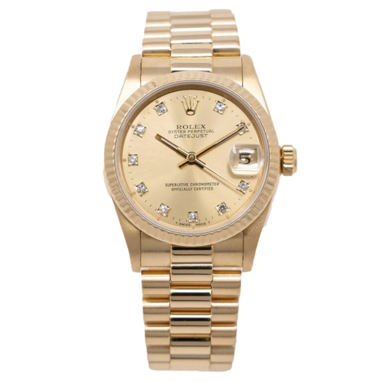 Rolex Datejust 31mm Champagne Diamond Dial 68278 Yellow Gold Ladies Watch
