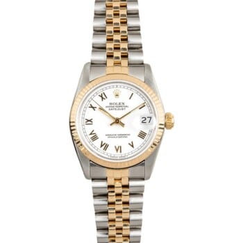 Rolex Datejust 31mm White Roman Two Tone Jubilee 68273