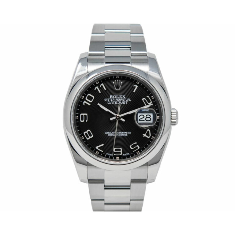 Rolex Datejust 36mm Oyster 116200-0093 Stainless Steel Watch Black Arabic Dial 2009