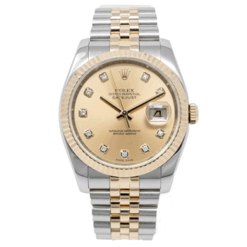 Rolex Datejust 36mm Jubilee 116233-0150 Stainless Steel & Yellow Gold Watch Champagne Diamond Dial