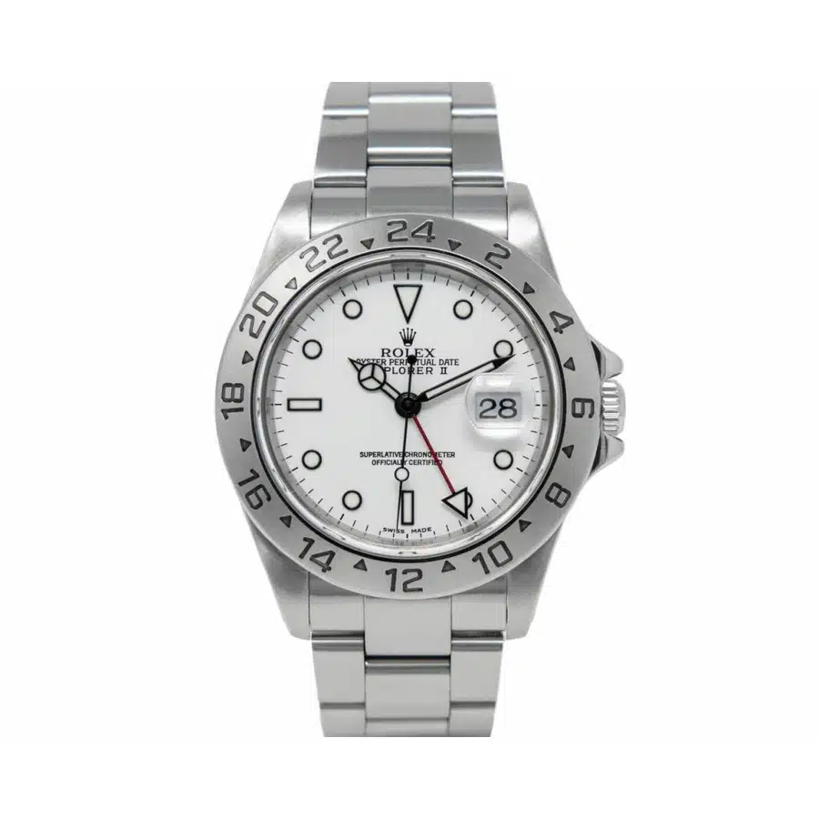 Rolex Explorer II 40mm Oyster 16570 Stainless Steel Watch White Dial 1999